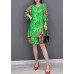 Fashion Green O Neck Print Chiffon tops and shorts two pieces Three Quarter sleeve